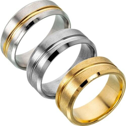 Classic Black Stainless Steel Men Ring Love Eternity Engagement Wedding Band Groove Line Rings Jewelry Anniversary Gift