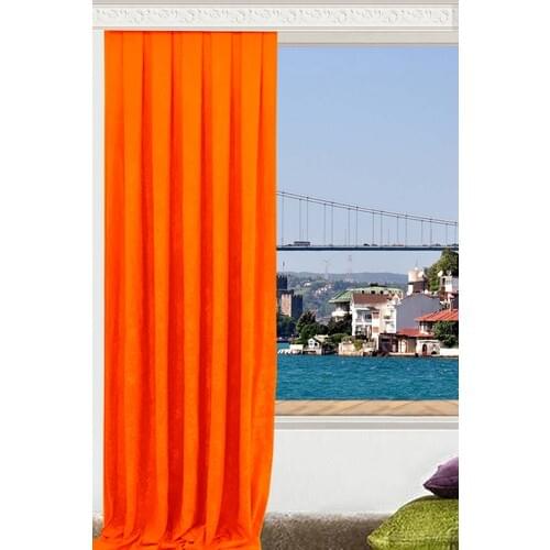Crown Flat Stitching Honeycomb Textured Ekstraforlu Backdrop Curtain Orange 180x260 cm