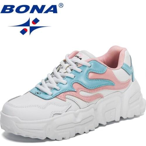 BONA 2021 New Designers Fashion Vulcanized Shoes Lace Up Ladies Platform Casual Comfort Shoes Women Chunky Sneakers Feminimo