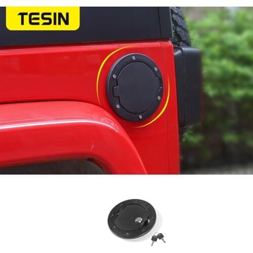 TESIN Tank Covers for Jeep Wrangler JK Car Oil Fuel Tank Cap With Key Lock Cover for Jeep Wrangler JK 2007-2017 Car Accessories