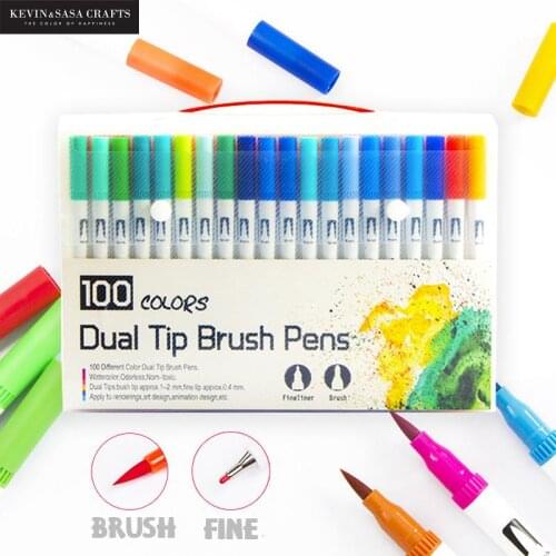 100colors/set Dual Tip Art Marker Pen Stationery Art Suppliers Brush Pen Paint Artist Presented By Kevin&sasa Crafts
