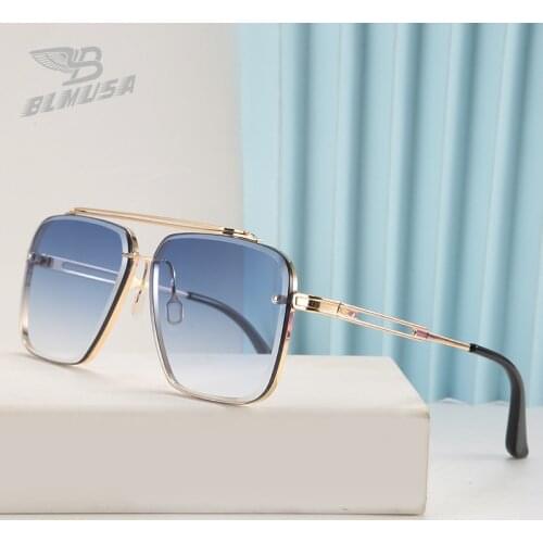 BLMUSA Square Business Shades For Men Fashion Classic Gradient Sunglasses Cool Men Vintage Sun Glasses For Women Customizable