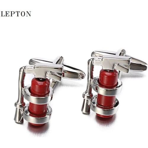 Mens Jewelry Red Fire Extinguisher Cufflinks for Mens High quality Lepton Brand French Shirt Cuff Novelty Enamel Cuff links