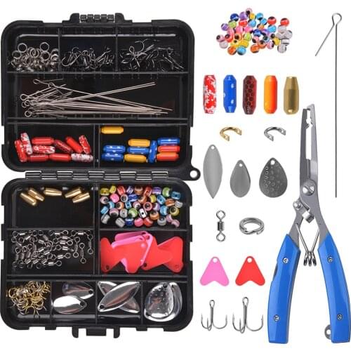 231Pcs Spoon spinner lure making kit With multifunction Fishing Pliers Spinner baits for Bass Jig Trout lure Fishing Rigs Set