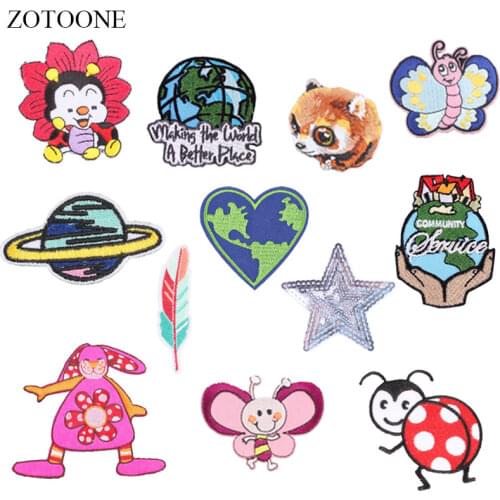 ZOTOONE Planet Insect Patches Ladybug Stickers Iron on Clothes Heat Transfer Applique Embroidered Applications Cloth Fabric G
