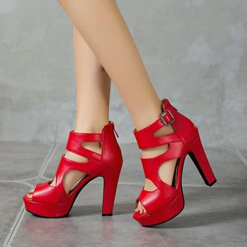 New Sexy Ladies Waterproof Platform Summer Sandals Super High Heel Ladies Summer Shoes Roman Buckle Back Zipper Gladiator Style