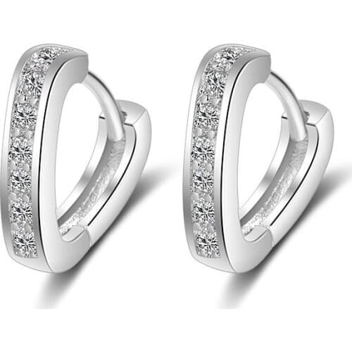 PANDACH 100% Real 925 Sterling Silver V-Shaped Heart Zircon Stud Earrings Making Fashion Jewelry Hot Sale 2020 CME149