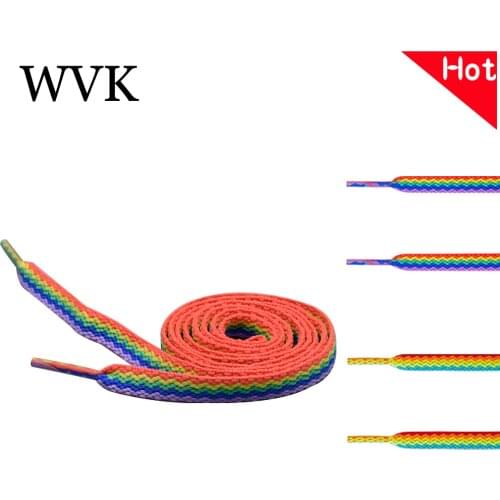 WVK Flat Rainbow AF1 Shoelaces Colorful Stitching Shoelace Gradient Creative Casual White Shoes Sneaker Fashion Shoe laces