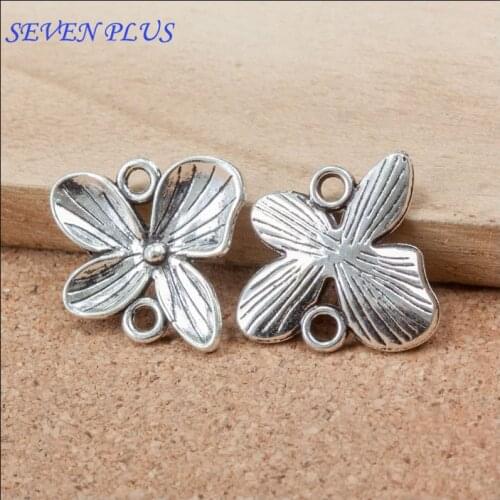 High Quality 20 Pieces/Lot 20mm*19mm Anique Silver Plated Flower Connector Bracelets Charms For Jewelry Making