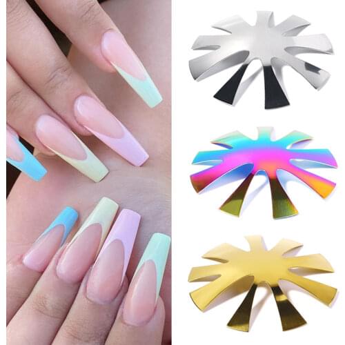 9 Size Almond Shape Tip Nail Templates Trimmer Acrylic Gel Cut V Line French Manicure Cutter Tools Metal Nail Edge Cutter
