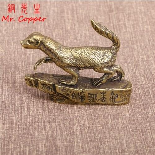 Pure Copper Honey Badger Statue Vintage Home Decorations Crafts Accessories Desktop Ornaments Brass Animal Figurines Miniatures
