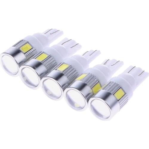 5Pcs White High Power Automotive 3W LED Lights Show Wide Light T10 5630 6SMD Auto Light-emitting Diode Lamp Bulbs Accessories
