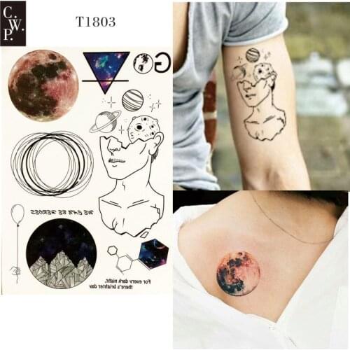 T1803 1 Piece Explore Universe Temporary Tattoo with Mars,Stars, Outer Space and Starry Sky Pattern body paint Tattoos