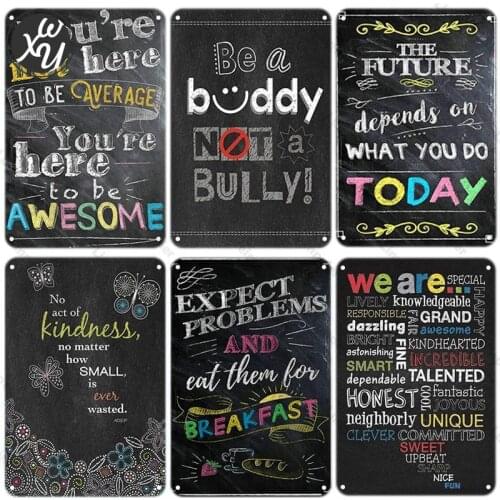 Inspirational Letters Metal Plaque Black Wall Stickers Life Quote Metal Sign Hard Work Tinplate Vintage Wall Art Tin Metal Decor