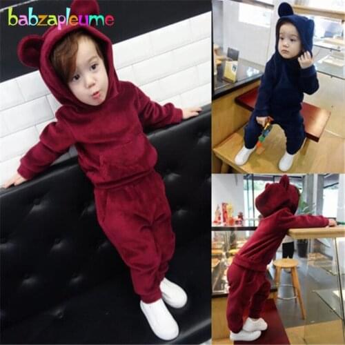 Spring Fall Baby Boys Girls Clothing Set Sport Suits Hooded Long Sleeve T-shirt+Pants Children Clothes For Kids Outfits BC1206-1