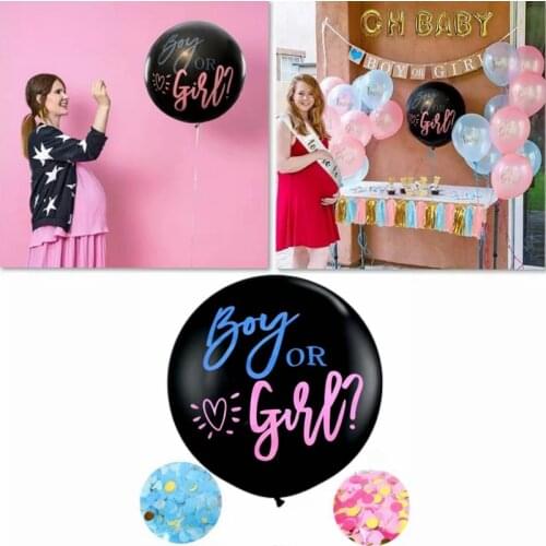 1 Set 36inch balloon Baby Gender Reavel Party Decoration Balloon Boy Or Girl Balloon Contain Latex Balloons Blue pink confetti