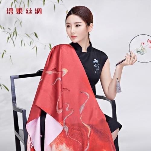 Xiuniang silk Designer Series Jiangnan graceful embroidery handmade clasp Suzhou embroidery embroidered Shawl Scarf