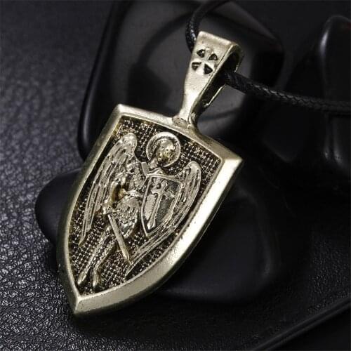 ST.MICHAEL ARCHANGEL CROSS SHIELD PRAYER MEDAL Amulet Knot Pensant Necklace Jewelry Men Women Necklaces Gifts