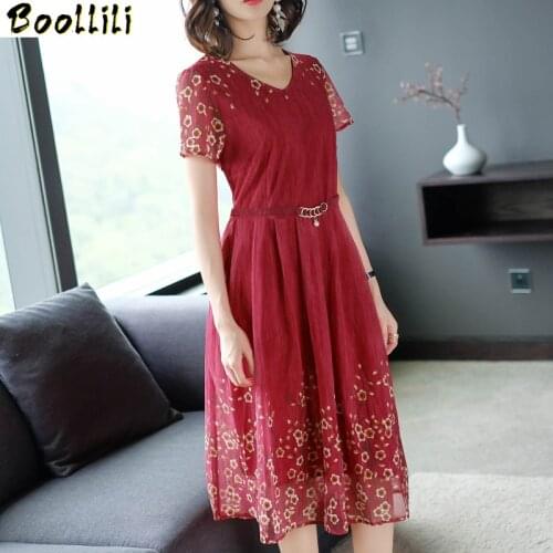 Boollili Summer Dress Women Plus Size Dress Elegant New Vestidos Verano 2020 Jurken Short Sleeve
