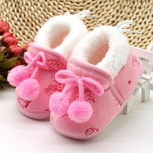 Winter Sweet Warm Newborn Baby Girls Princess Winter Boots First Walkers Soft Soled Infant Toddler Kids Girl Footwear Shoes New