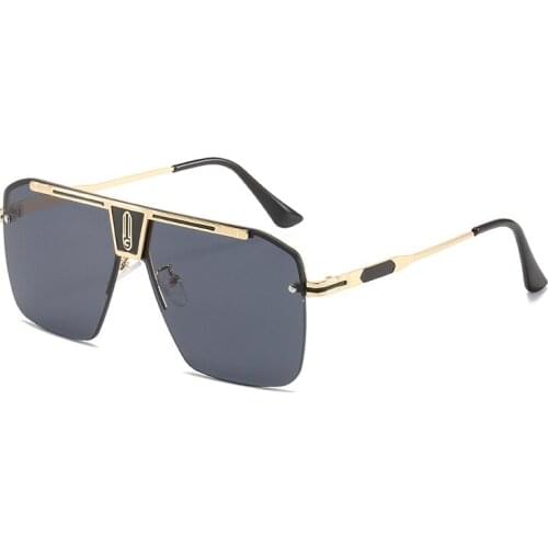 2021 Half Frame Vintage Sunglasses Men Women Square Luxury Brand Designer Sun Glasse Flat Top Cool Semi Rimless Sunglass UV400
