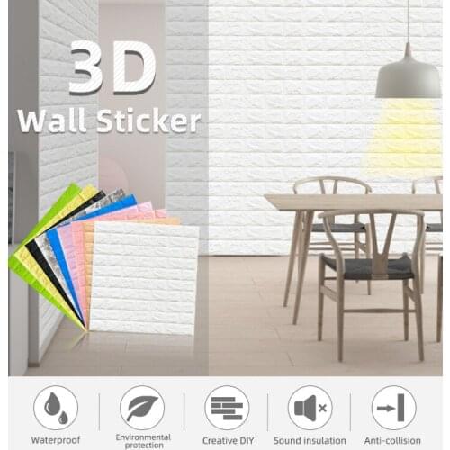 3D Brick Wall Stickers DIY Decor Self-Adhesive Waterproof Wallpaper For Kids Room Bedroom 3D Wall Sticker Brick