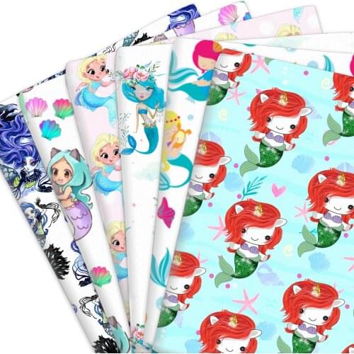 50*145cm Mermaid Girl 100% Pure Cotton Or Polyester Cotton Fabric Material Patchwork Sewing Quilting Fabric Needlework DIY Cloth