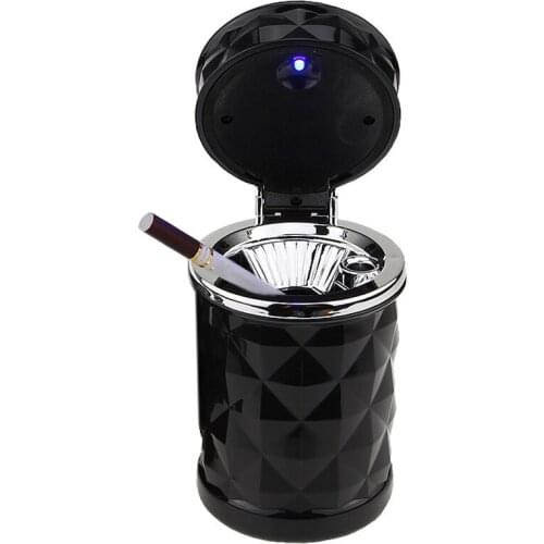 Car Ashtray Luxury Black Universal Cigarette Holder Auto Accessories Illuminated Ash Bin Cigarette Car Ashtray Led Light Black