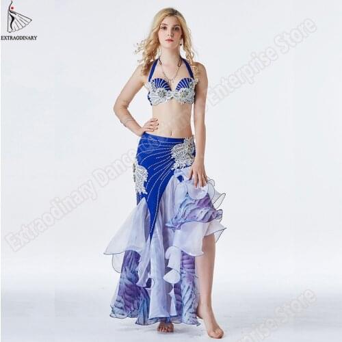 Women Oriental Belly Dance Bra Long Skirt Costume Set Eastern Outfits Sexy Clothing Bra Bead Luxury Stage Performance Carnival