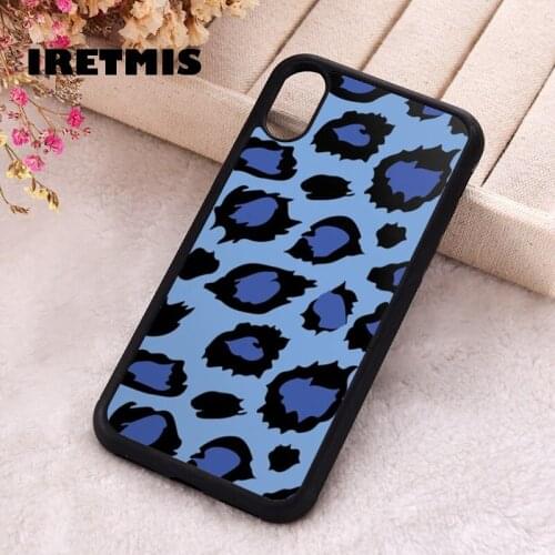 Iretmis 5 5S SE 2020 Phone Cover Case for iPhone 6 6S 7 8 Plus X Xs XR 11 12 Mini Pro Max Rubber Silicone Blue Cheetah