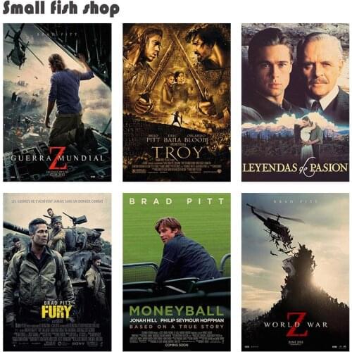 Brad Pitt Home Furnishing decoration Kraft Movie Poster Drawing core Wall stickers 42*30cm