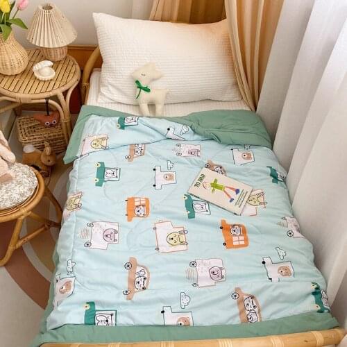 Baby Thin Quilt Kindergarten Cartoon Children Comfortable Breathable Washed Cotton Air-conditioning Quilt Summer Baby Bedding