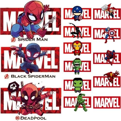 Disney Marvel Diy Hero Character Spiderman Captain America Iron Man Embroidery Pattern Sticker T-shirt Sweater Decoration