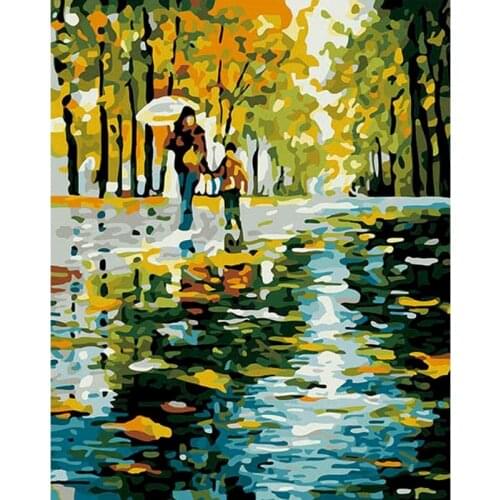 GATYZTORY Frame Diy Painting By Numbers Rain Landscape Picture Coloring By Numbers Modern Home Decors Diy Crafts
