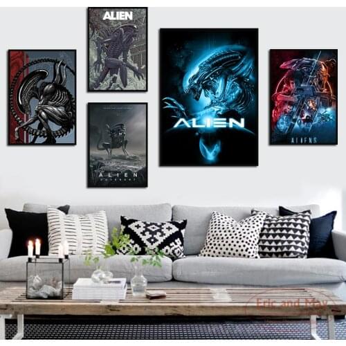 Alien Science Fiction Movie Astronaut Space Posters And Prints Wall Art Canvas Painting Picture Room Decoration Aesthetic Obrazy