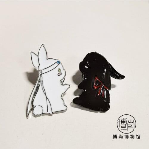 Anime The Untamed MDZS Wei Wuxain Lan Wangji Cute Q Version Rabbit Metal Badge Brooch Pins Button Costume Decor Souvenir