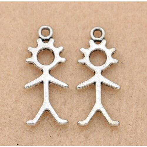 KJjewel Tibetan Silver Plated Punk Boy Charm Pendant Jewelry DIY Making Bracelet Accessories Handmade 25x11mm