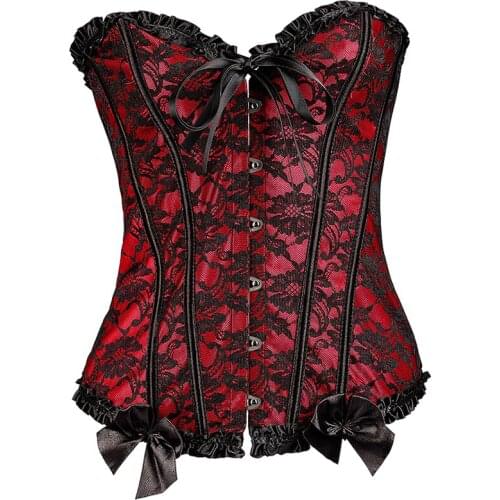 Fiber Win Mesh Grid Lingerie Mujer Sexy Corselet Bustier Floral Lace Overlay Corset Overbust Women Korset Espartilho Plus Size
