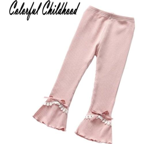 Girls leggings new version of lace flared trousers small girls cotton trousers casual pants for toddler kid 1-5years properly