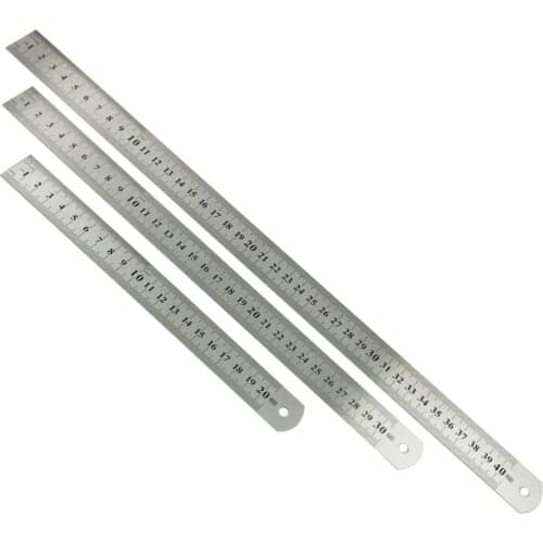 3Pcs Stainless Steel Ruler Metal Ruler for Engineering School Office Drawing 20cm/30cm/40cm