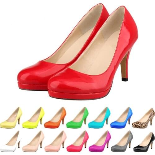 LOSLANDIFEN New Leather High Heels Women Pumps Fashion Pointed Toe Office Lady Shoes Work Wedding 168-2PA