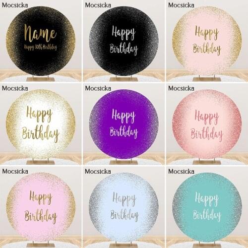 Mocsicka Glitter Birthday Party Decoration Backdrop Adult Bday Party Wedding Customize Round Circle Cover Photoshoot Photocall