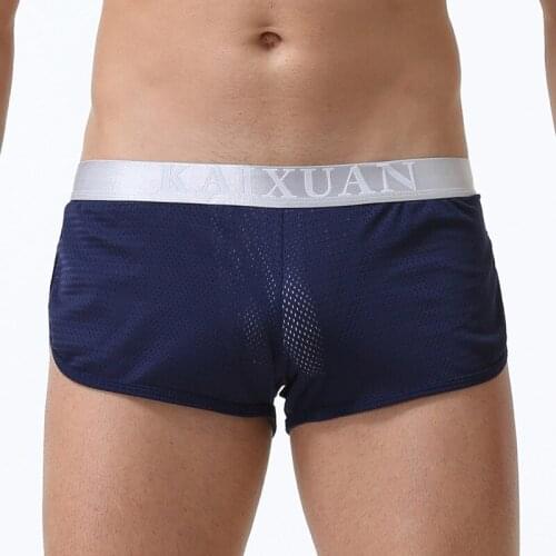WJ Brand Men Boxer Shorts Mesh Breathable Penis Pouch Panties Man underpant Boxers Sexy Gay underwear Brief Men Sleepwear