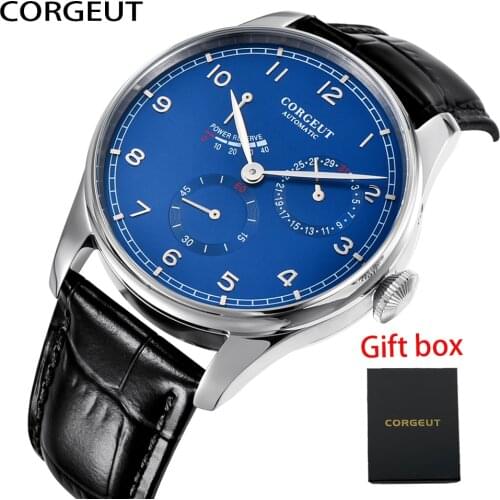 2021 Top Brand CORGEUT Men Watches Fashion Sport Leather Watch Mens Fashion Business Waterproof Mechanical Relogio Masculino+Box