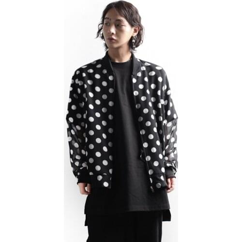 Mens jacket cardigan all kinds of handsome round point Chiffon summer jacket with carat chain stand neck loose big top coat