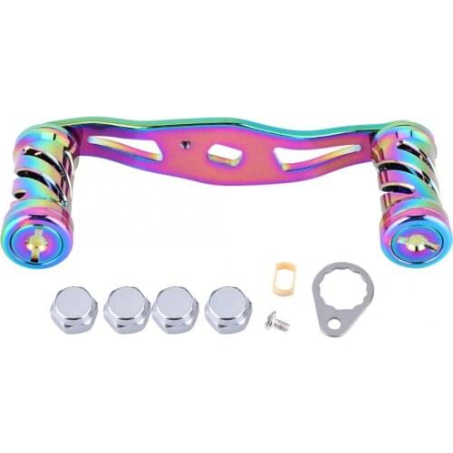 Rainbow Color Fishing Reel Handle Kit All Metal Anti-rust Reel Knob Rocker DIY Accessory Hole Size 8X5mm Fishing Accessory