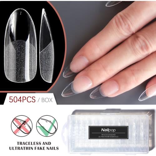 Almond False Nails Full Cover Press on Nails Coffin Practice Hand for Acrylic Nail Tips Supplies Accesoires Tools