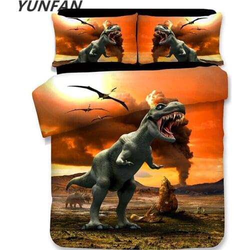 NEW 3D Dinosaur Cartoon Children Duvet Cover Set 3Pcs Set Twin Full Queen King Bedding Sets housse de couette luxury bedclothes