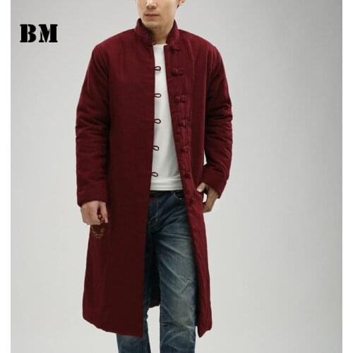 Lovers' Clothes 2020 Unisex Trench Coat For Men Winter Long Jacket Cotton-padded Traditional Chinese Cloth Erkek Mont Gabardina