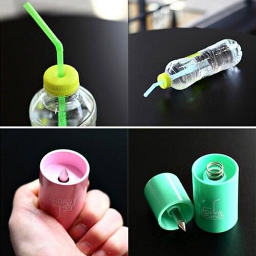 Bottle Opener Tools Drink Punch Mini Water Drill Bottle Opener Bottle Cover Hole Punch Opener For Straw For Party Random Color